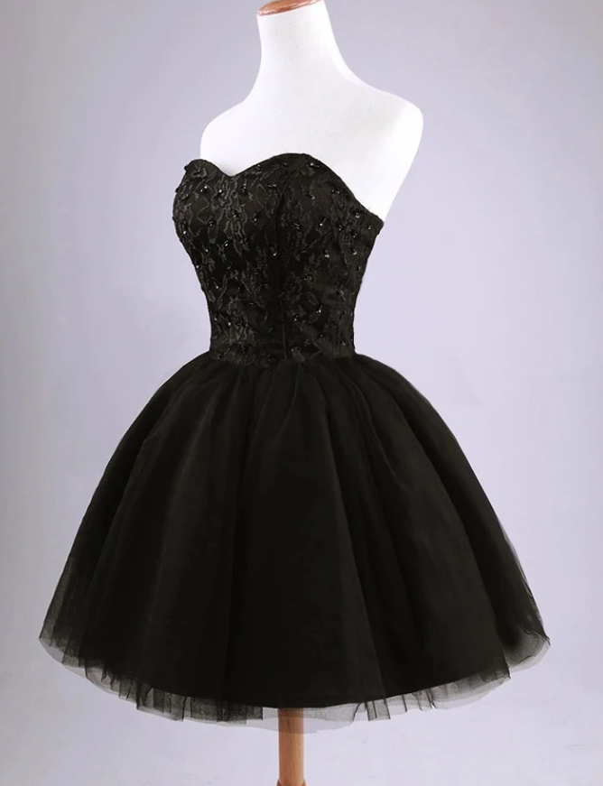 Beautiful Black Short Homecoming Dresses Belinda Lace And Tulle CD12962