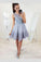 A-Line Round Neck Opne Back Above-Knee Blue Daisy Homecoming Dresses With Appliques CD1304