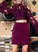 Maroon Two Piece Beading Homecoming Dresses Lilian Lace Sheath Long Sleeve CD1308