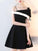 Black Homecoming Dresses Lisa Contrast Skew Neckline Slip Mini Dress CD13317