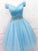 Short Sabrina Homecoming Dresses Off The Shoulder Blue Formal CD13725