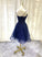 Navy Blue V-Neckline Tulle Short Lace Homecoming Dresses Macie Applique Short Party Dress CD13782
