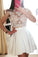 Cute Two Pieces Homecoming Dresses Evie Lace White Short Dress White CD1424