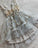 Gray V Neck Tulle Homecoming Dresses Belinda Lace Short Gray CD14475