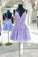 Purple V Neck Nylah Cocktail Lace Homecoming Dresses Tulle Short Dress CD14994
