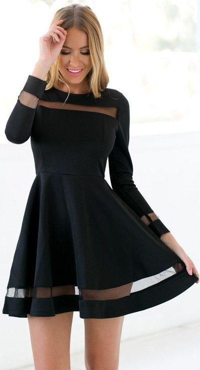 Homecoming Dresses Courtney Black Short Evening Dress O-Neck Sleeve Formal Dress CD1501