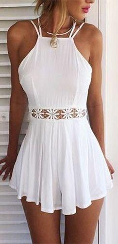 White Spaghetti Strap Val Homecoming Dresses Lace Halter Open Back Cut Out Waist Pleated Short CD1533