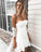 Simple Square Homecoming Dresses Ali White Asymmetric A-Line CD1538