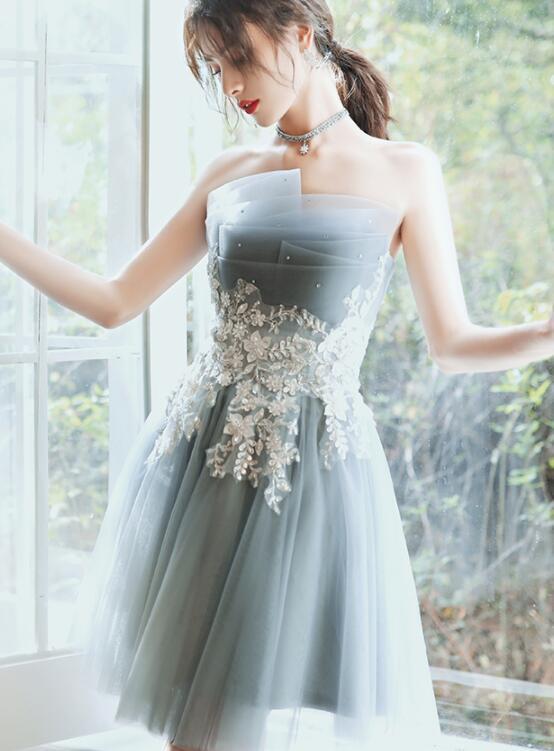 Charming Short Tulle Homecoming Dresses Alisha Lace With Applique CD15744