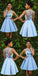 Sky Blue Sexy Homecoming Dresses Aurora Lace CD160