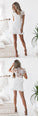 Sheath V-Neck Lace Homecoming Dresses Shyann Short Sleeves Short White CD1668