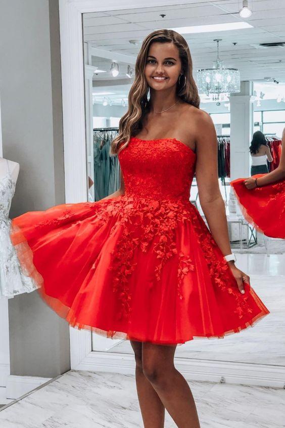 Princess Red Appliqued Short Party Dress Lace Homecoming Dresses Julie For Or Sweet 16 CD16849