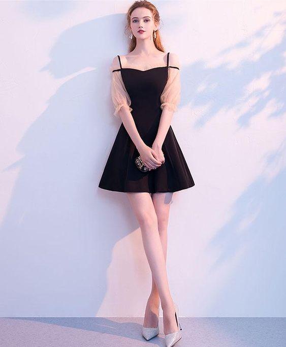 Simple Black Short Dress Homecoming Dresses Hayley Black CD1725