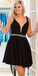 Black Straps Short Dress Jordin Homecoming Dresses Satin With Crystal CD1845