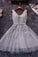 Short Jazlyn Homecoming Dresses Gray Tulle Appliqued CD184