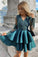 Lace Homecoming Dresses Millicent Green V Neck Short CD18601