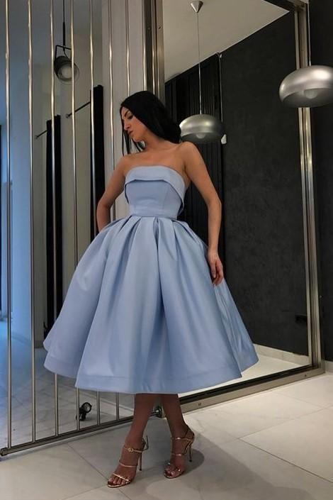 Strapless Blue Short Ball Homecoming Dresses Catherine Gown Wear Dresses CD1862