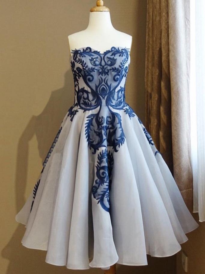 A-Line Sweetheart Short Dresses Royal Blue Lois Homecoming Dresses Vintage CD1882