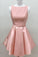 Simple Scoop Cheap Satin Dixie Homecoming Dresses A Line Pink Short Dresses CD1941