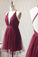 A Line Homecoming Dresses Linda Cute V Neck Short Dress Fashion Dress CD19605