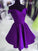 Purple Off Shoulder Short Homecoming Dresses Avah Satin Cute CD19924