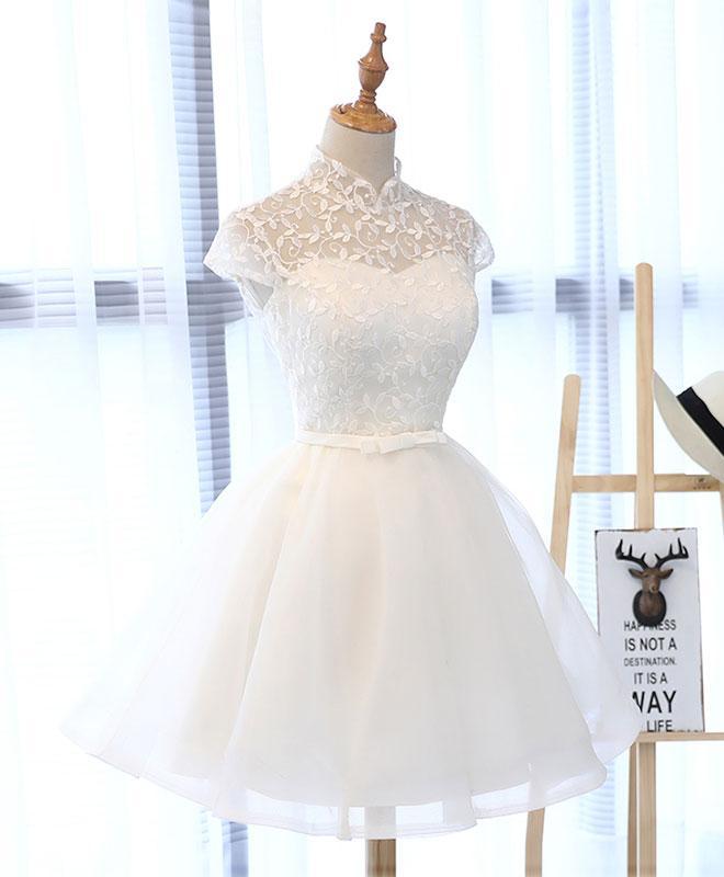 White Short Lace Kaylen Homecoming Dresses Dress White CD2056