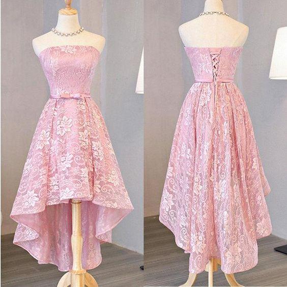 Nice High Low Dress Pink Homecoming Dresses Maria Lace High Low Dress Dress CD206