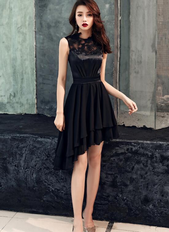 Chic High Low And Party Lace Satin Homecoming Dresses Chiffon Beryl Dress High Low CD20821