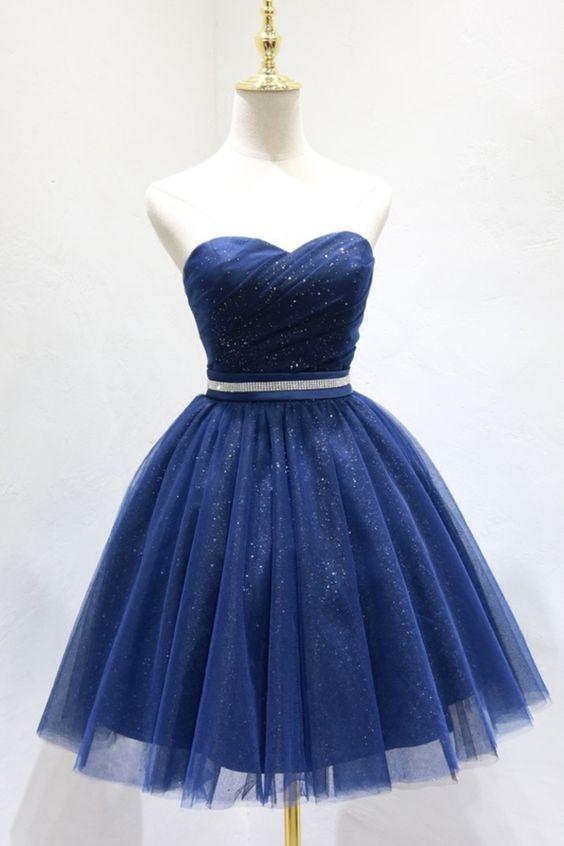 Sweetheart Navy Blue A-Line Short Party Dress Sweet Homecoming Dresses Marisa 16 Dress CD21015