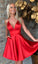 Homecoming Dresses Satin Taliyah A-Line Spaghetti Straps Above-Knee Red CD2102