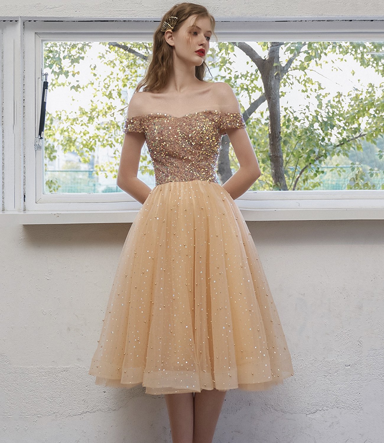 CUTE TULLE BEADS Homecoming Dresses Isabela SHORT DRESS CD21205