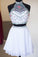 High Neck Two Piece Homecoming Dresses Angelica Short White Floal 2022 CD2121
