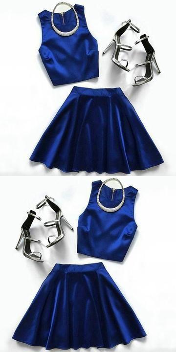 Royal Blue Homecoming Dresses Annabella Two Piece Simple CD2134