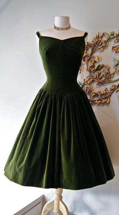 1950S Vintage Dress Olga Homecoming Dresses Dark Green