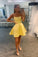 Simple Satin Homecoming Dresses Tianna Yellow Short Dress Yellow CD21631