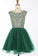 Green Beaded Embellished Round Neck Lainey Homecoming Dresses Sleeveless Short Tulle CD2174