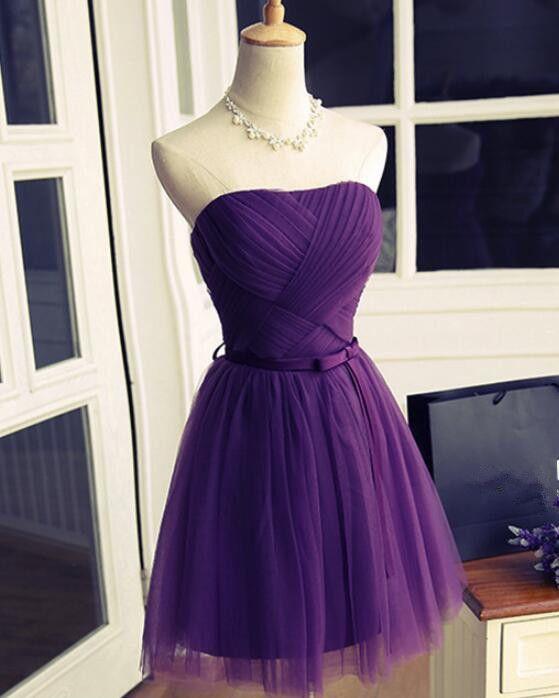 Dark Purple Short Shania Homecoming Dresses Tulle CD2175