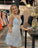 A-Line White And Blue Sequined Jaylee Homecoming Dresses Party CD22234