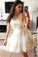 A-Line Cute V-Neck Sleeveless Homecoming Dresses Jaelynn Tulle With Appliques CD22290