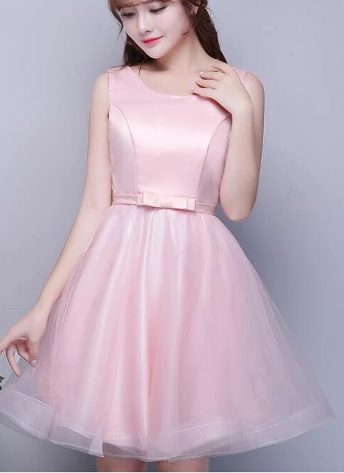 Lovely And Knee Length Formal Homecoming Dresses Elsa Pink Satin Dress Cute 2024 CD2248