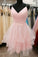 Short Pink Allisson Homecoming Dresses A-Line Ruffled CD22509