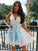 A-Line Spaghetti Straps Above-Knee White With Appliques Tiffany Homecoming Dresses CD2266