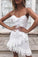 Homecoming Dresses Lace Frances Sheath Spaghetti Straps Short White With Ruffles CD22673