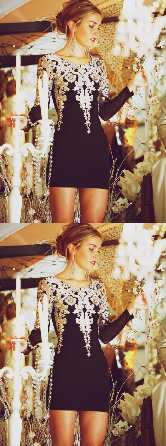 Short Homecoming Dresses Micaela Lace Cocktail Mini Embroidered Vintage Dress Appliqued Black Party CD2279