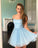 Cute Taryn Homecoming Dresses Light Blue Stars Tulle Short Sweet Party CD22823