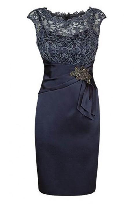 Short Sheath Prudence Lace Homecoming Dresses Navy Mother Of Bride Dress With Beading CD22844