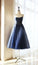 A Line Roberta Homecoming Dresses Spaghetti Straps Navy Blue Tea Length With Sequins CD2301