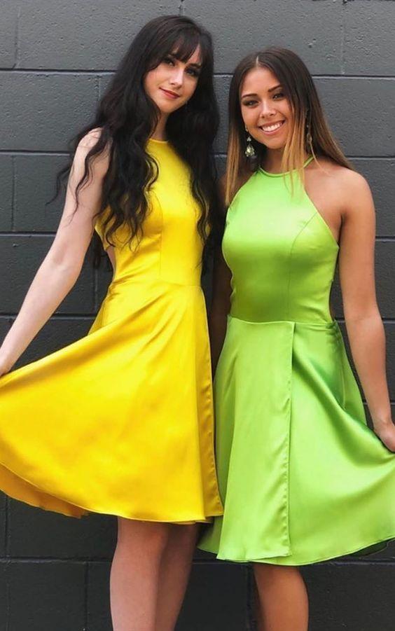 Jewel Knee Length A Line Kathryn Homecoming Dresses Mini Green With Split CD2302