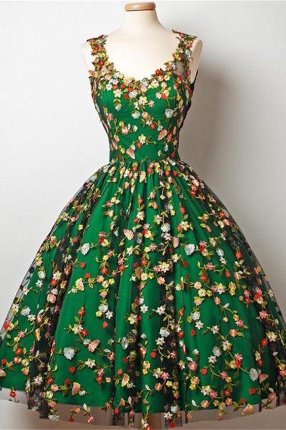 Vintage Green And Black Embroidery Sweet Homecoming Dresses Rylee Lace 16 Dresses CD23227