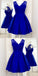 Charming Cute Satin Homecoming Dresses Lace Katherine Royal Blue Short CD233